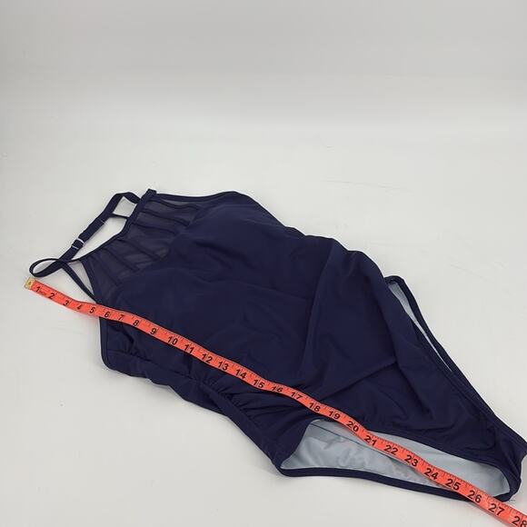 Cupshe Womens Navy Blue One Piece Swimsuit Mesh Details Size Medium - Picture 13 of 16